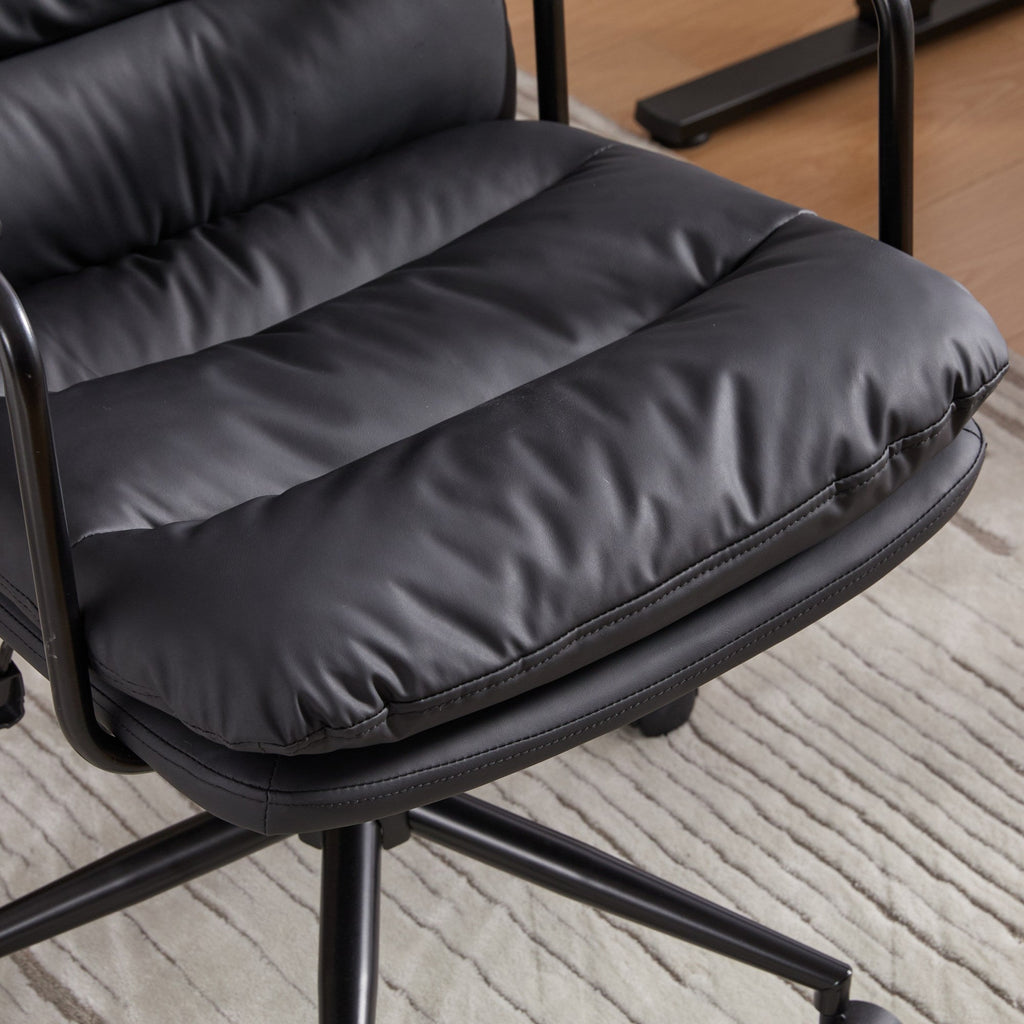 Mid Back Home Office Ergonomic PU Leather Computer Rolling Swivel Chair