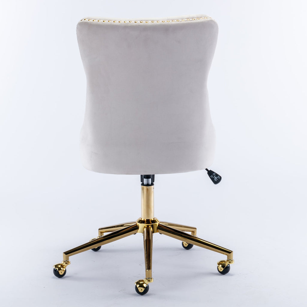 Adjustable Velvet Upholstered Tufted Button Home Office Chair