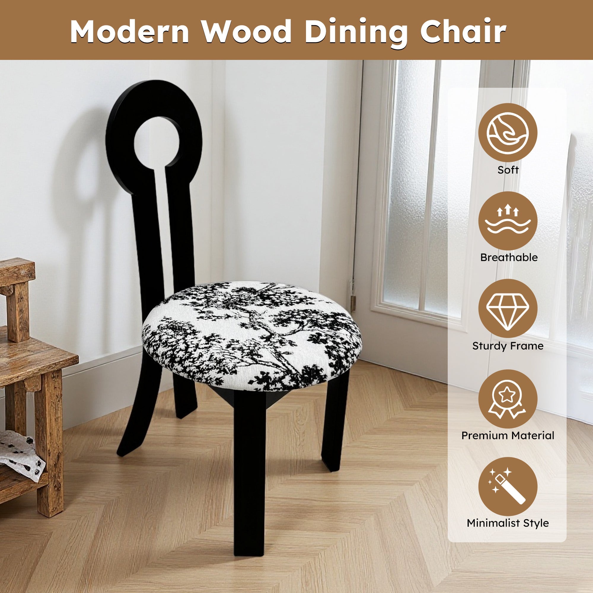 Key-Design Linen Upholstered Dining Chairs (Set of 2)