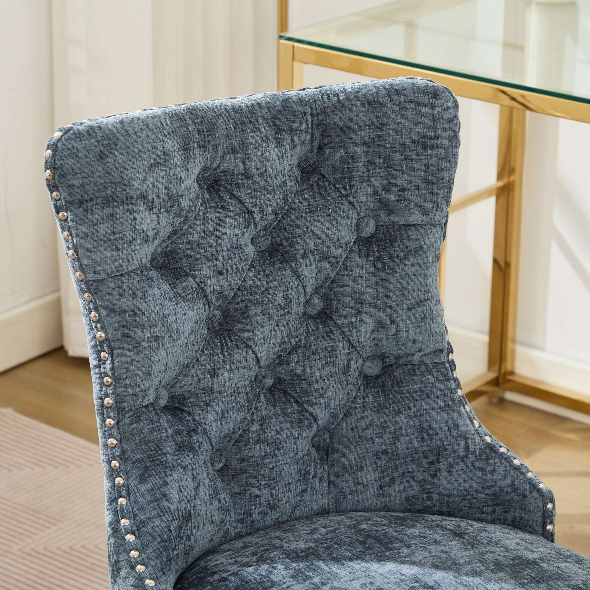 Modern Chenille Upholstered Tufted Button Home Office Chair