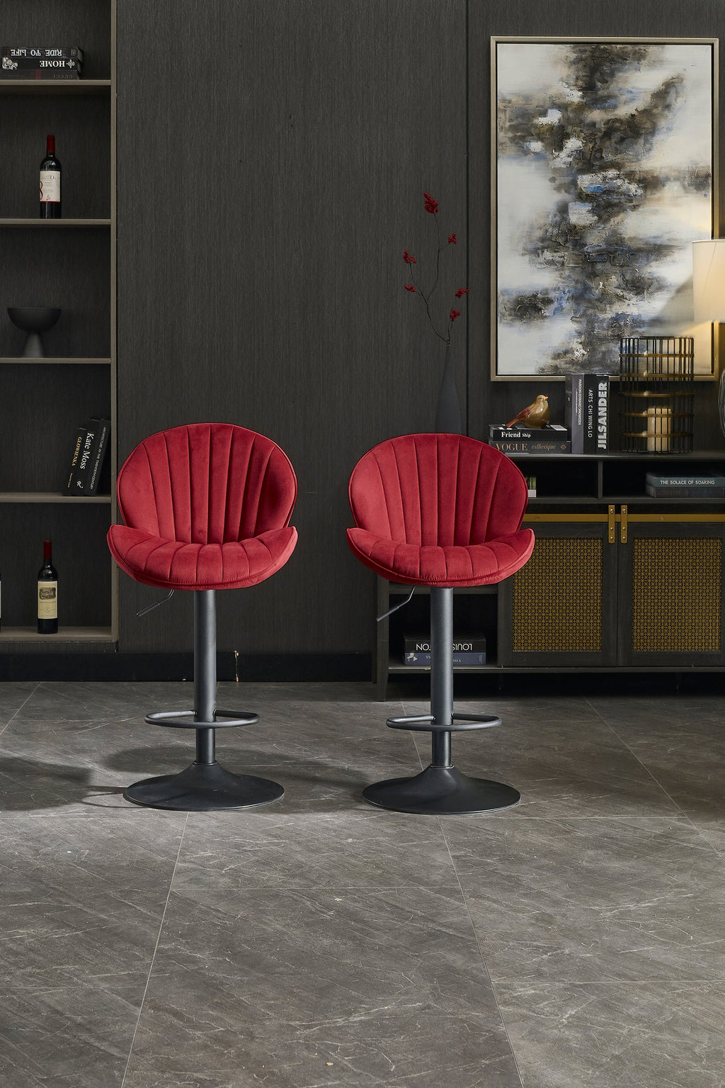 Modern Adjustable Height Bar Stools (Set of 2)