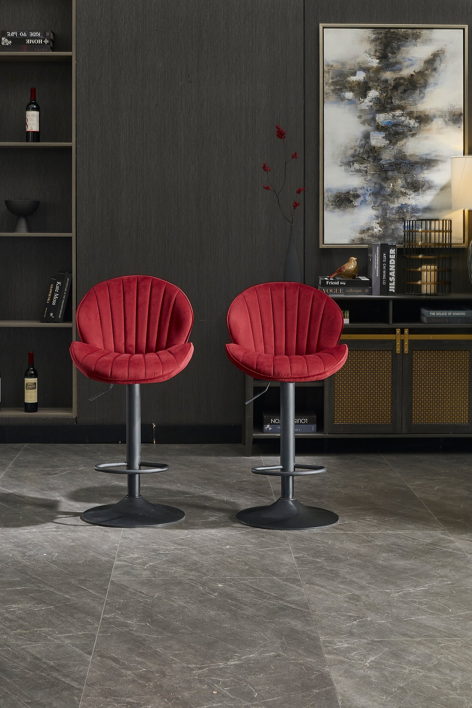 Modern Adjustable Height Bar Stools (Set of 2)