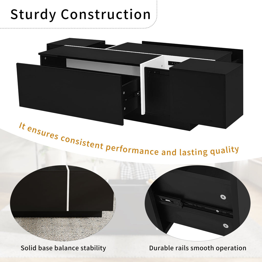 Multi-Functional Extendable Coffee Table with 2 Storage Space and Drawers