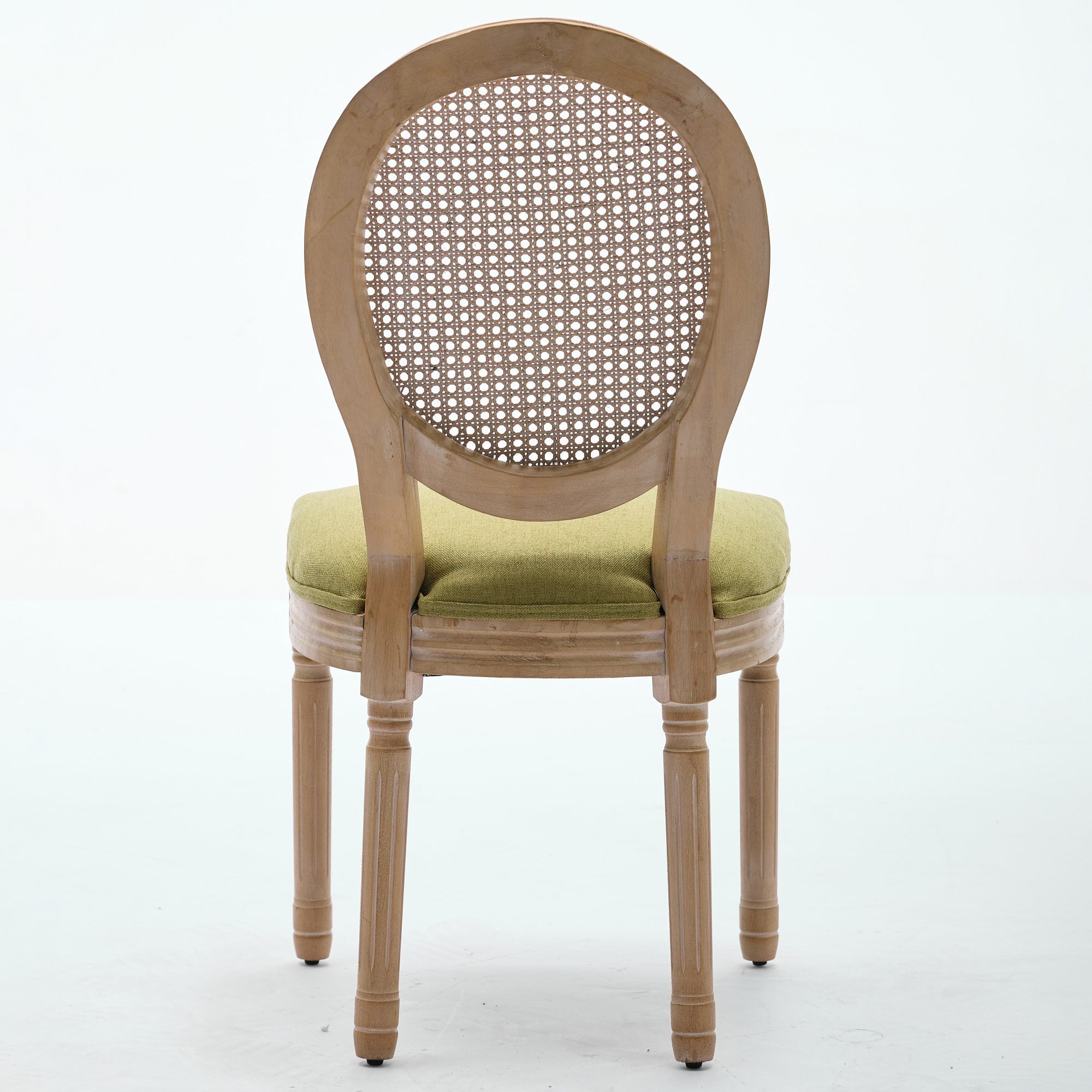 French Style Solid Wood Frame Linen Fabric Dining Chair (Set of 2)