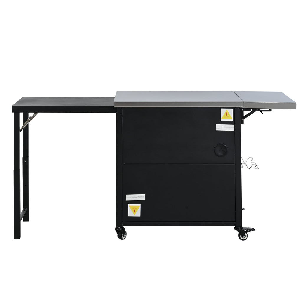 Foldable BBQ cart with storage, portable for backyard & patio cooking