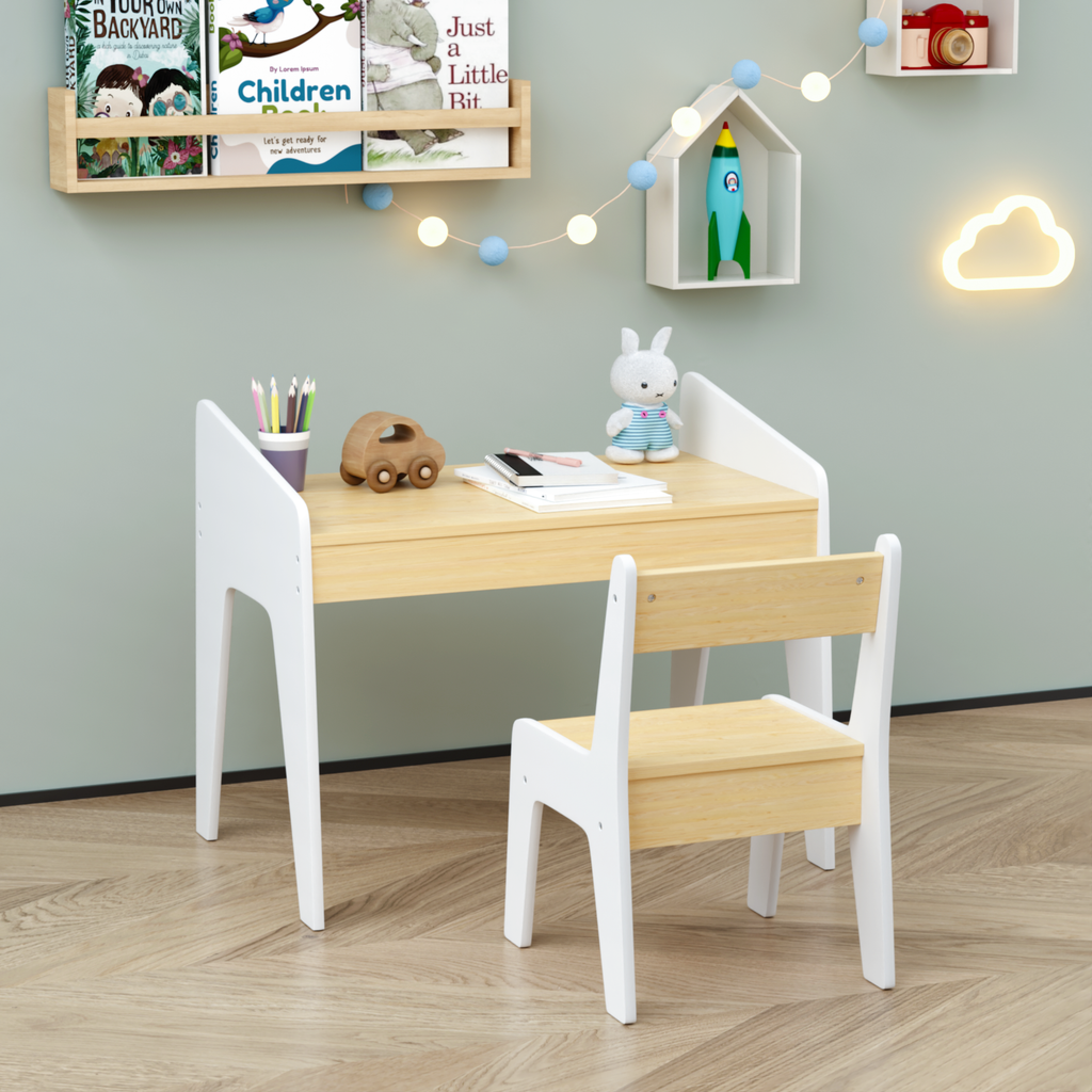Kids Wooden Table Set with One Chair