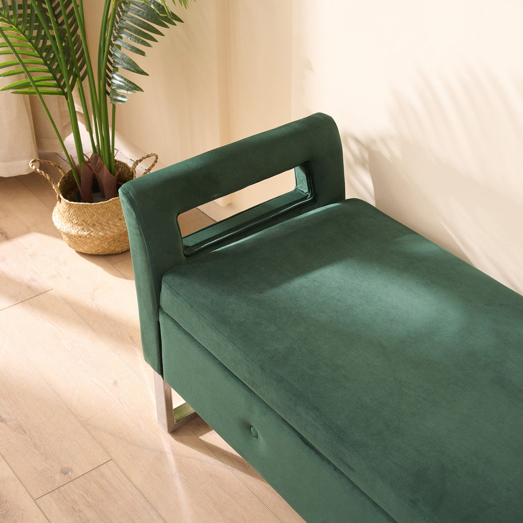 67.91' Wide Velvet Storage Soft Ottoman Bench with Armrests