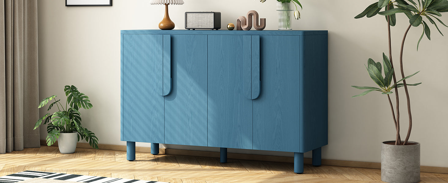 Wood Storage Cabinet with Unique Arc Handles
