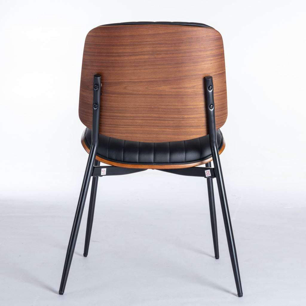 Mid Century Modern Retro Faux Leather Dining Chairs with Walnut Bentwood (Set of 2)