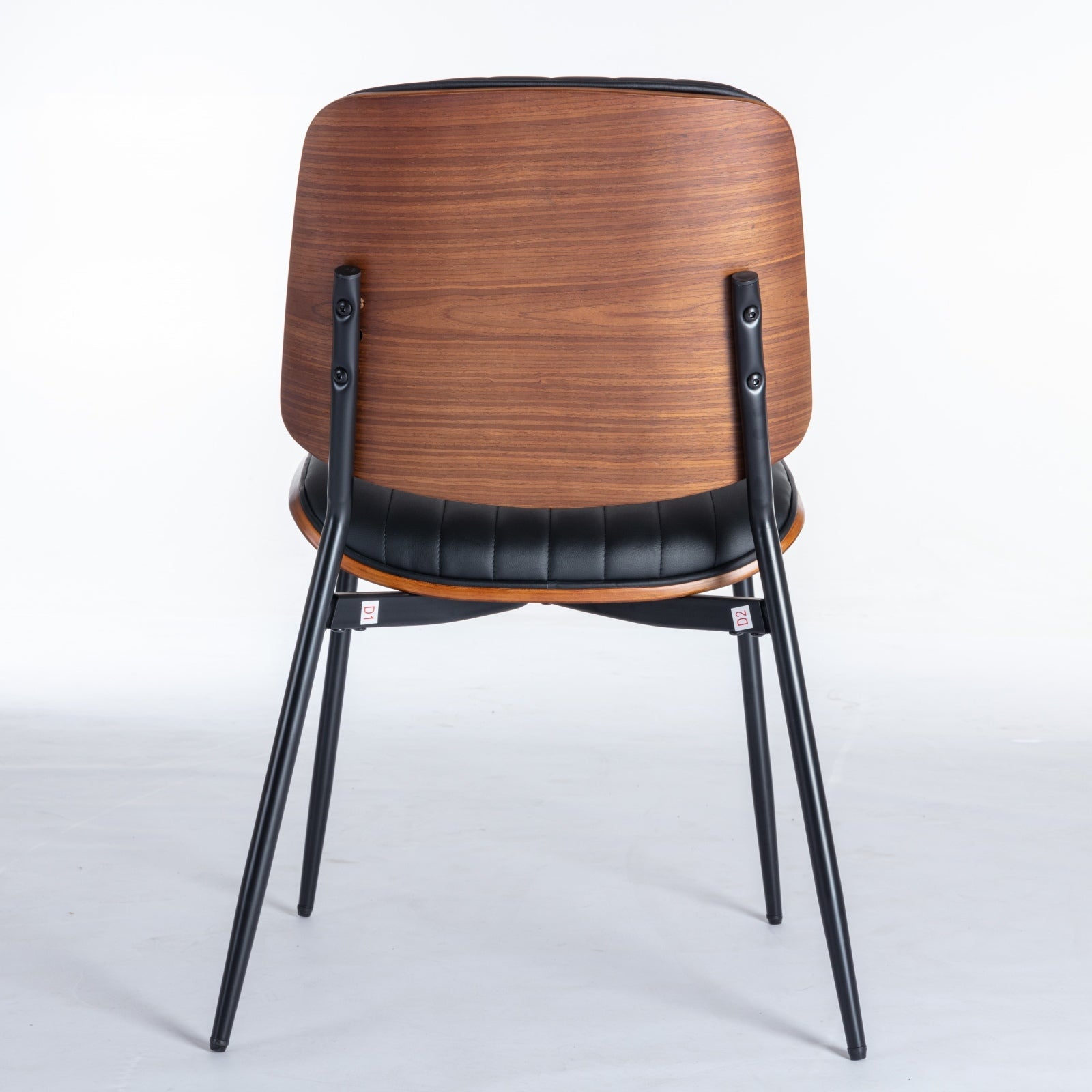 Mid Century Modern Retro Faux Leather Dining Chairs with Walnut Bentwood (Set of 2)