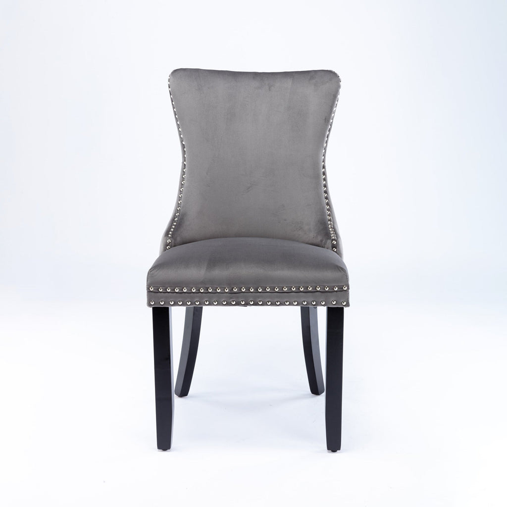 Modern Velvet Upholstered Wing-Back Dining Chairs (Set of 2)
