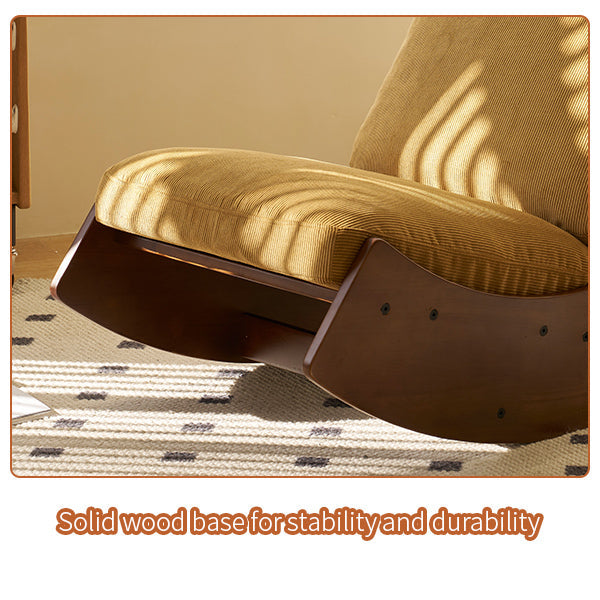 Corduroy Glider Rocking Chair with Solid Wood Frame