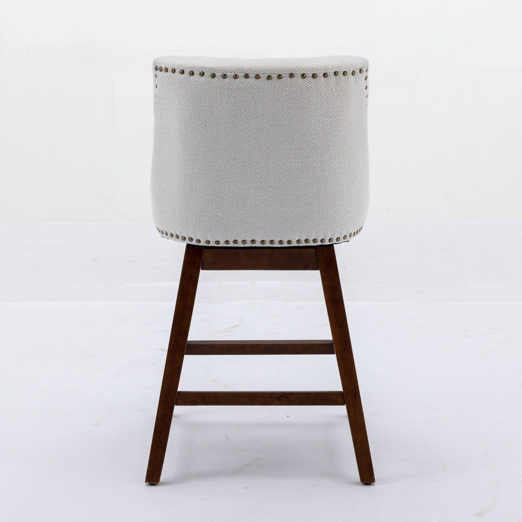 Upholstered Swivel Counter Height Bar Stools with Nailhead Trim (Set of 2)