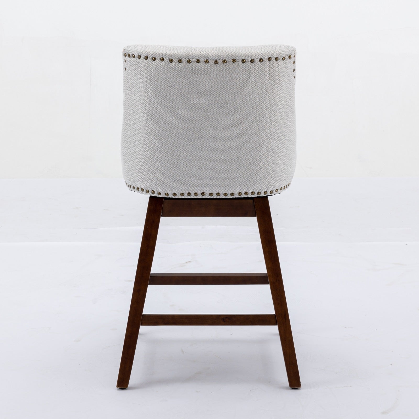 Upholstered Swivel Counter Height Bar Stools with Nailhead Trim (Set of 2)