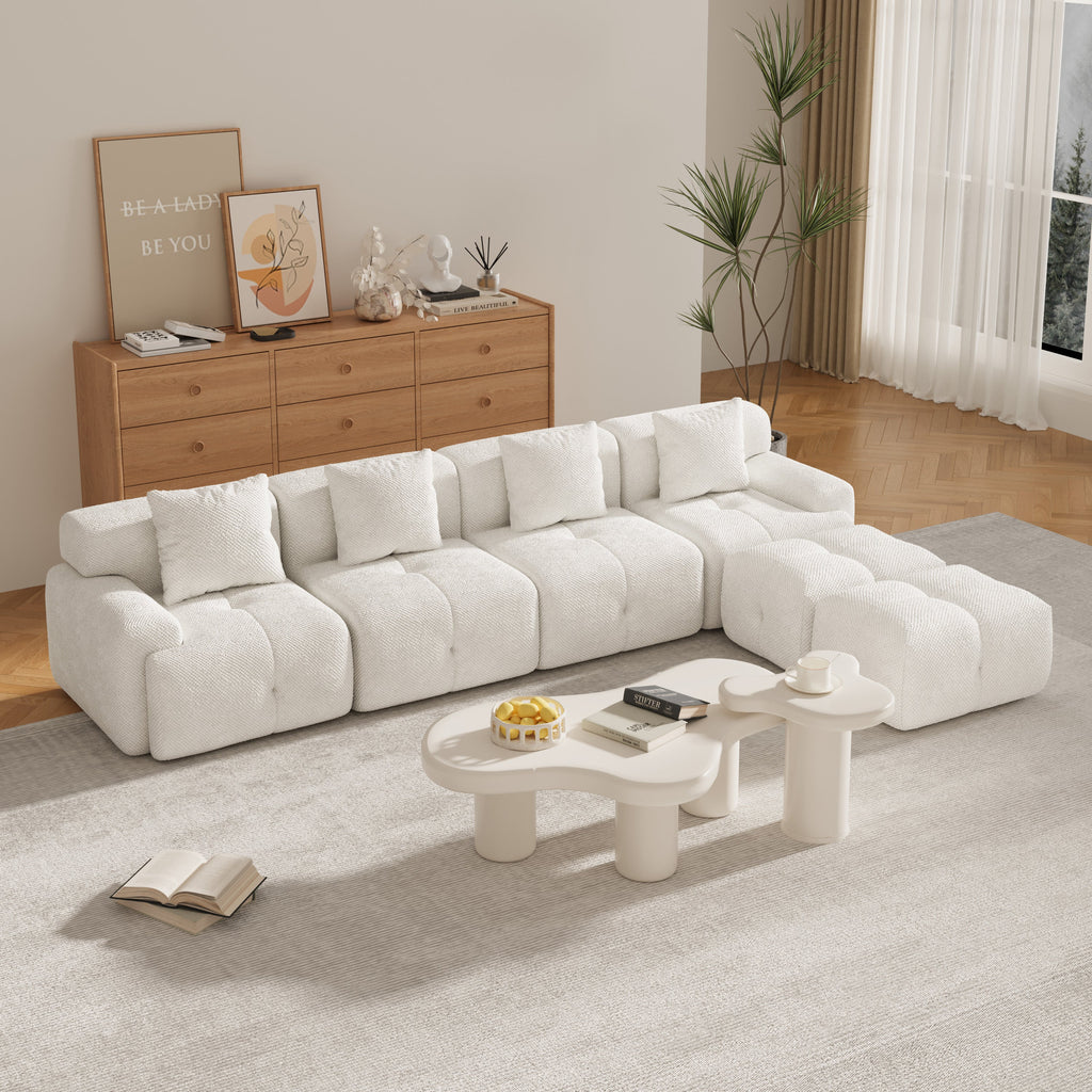 Oversized Boneless Convertible Cloud Couch with Movable Ottoman