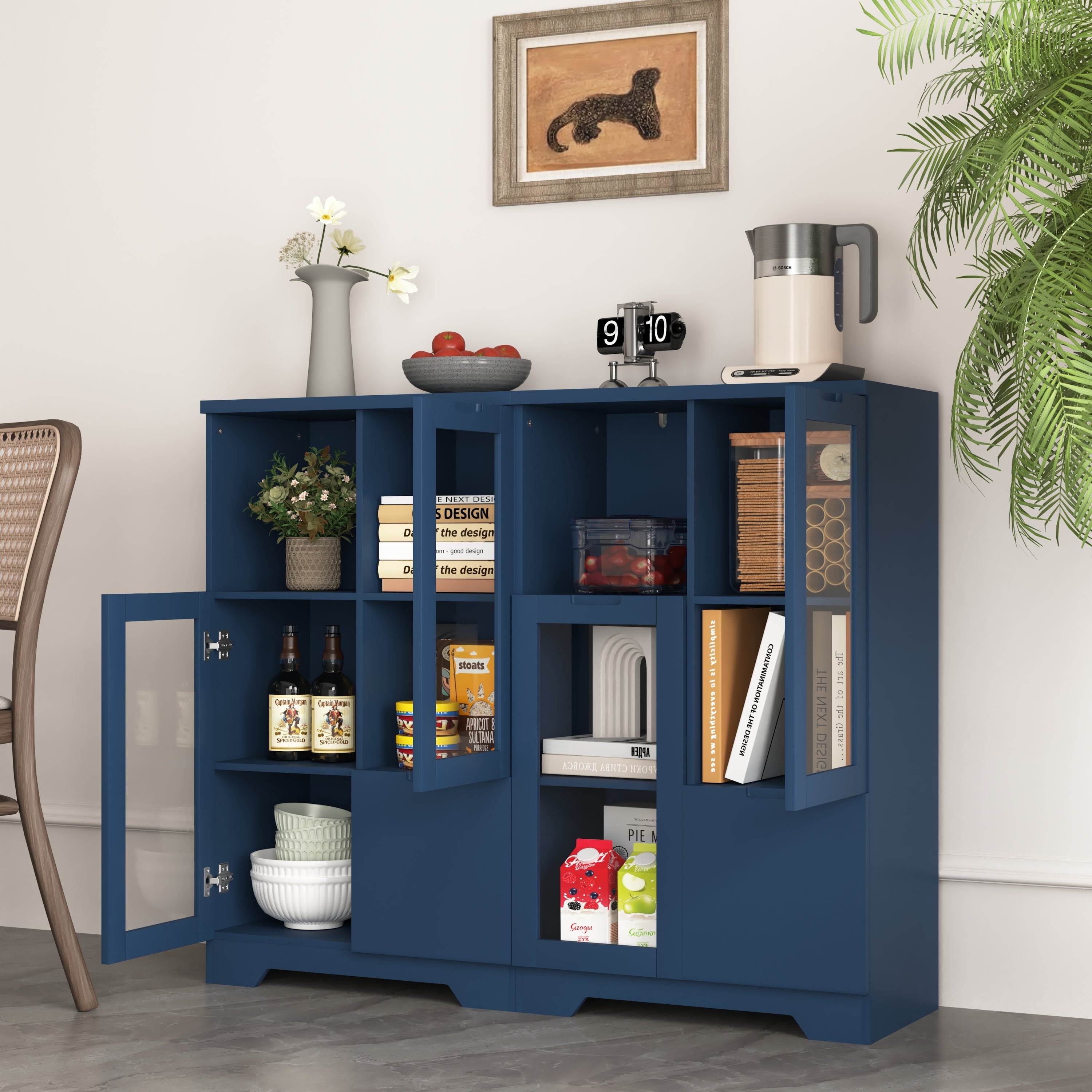 MDF Painted Cabinet with Glass Doors