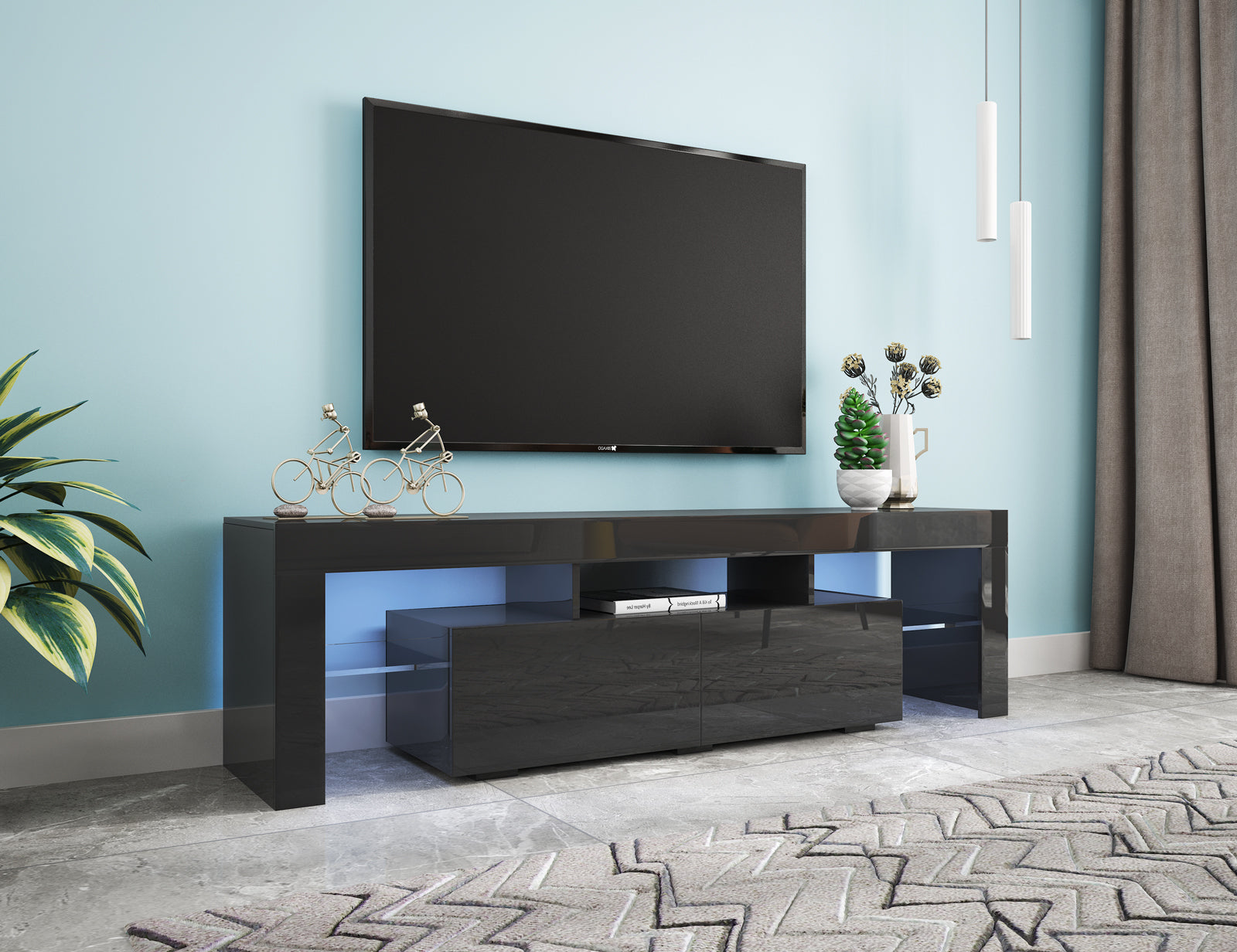 Modern Remote Control 20 Colors LED Lights TV Stand