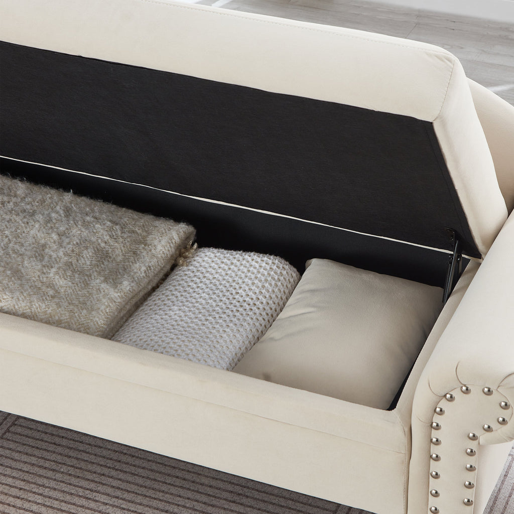 64.5'' Modern Velvet Chaise Lounge with Storage for Living Room/Bedroom