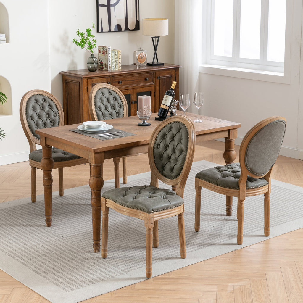 French Style Antique Painting PU Dining Chairs (Set of 2)