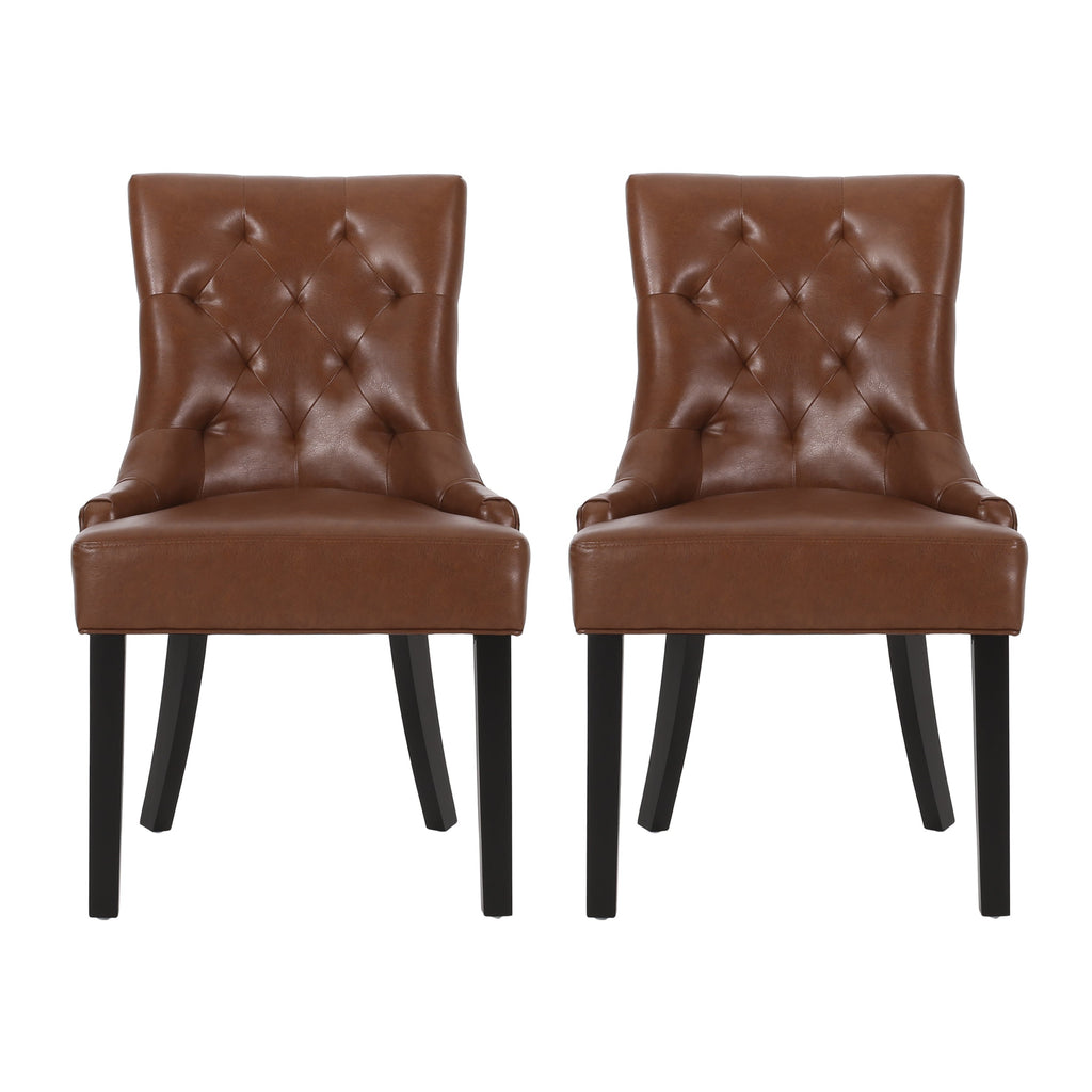Contemporary  Light Brown PU Dining Chair (Set of 2)