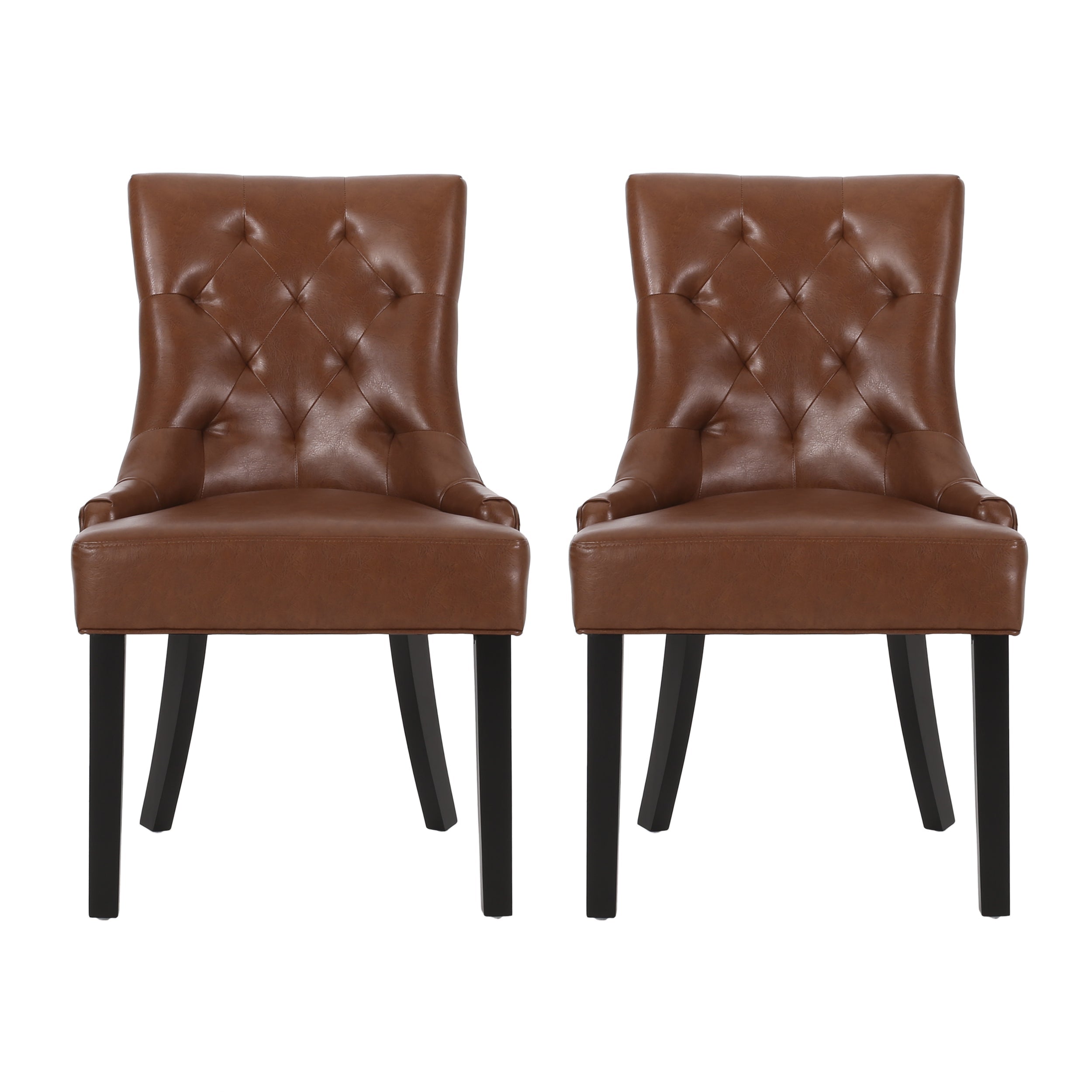 Contemporary  Light Brown PU Dining Chair (Set of 2)