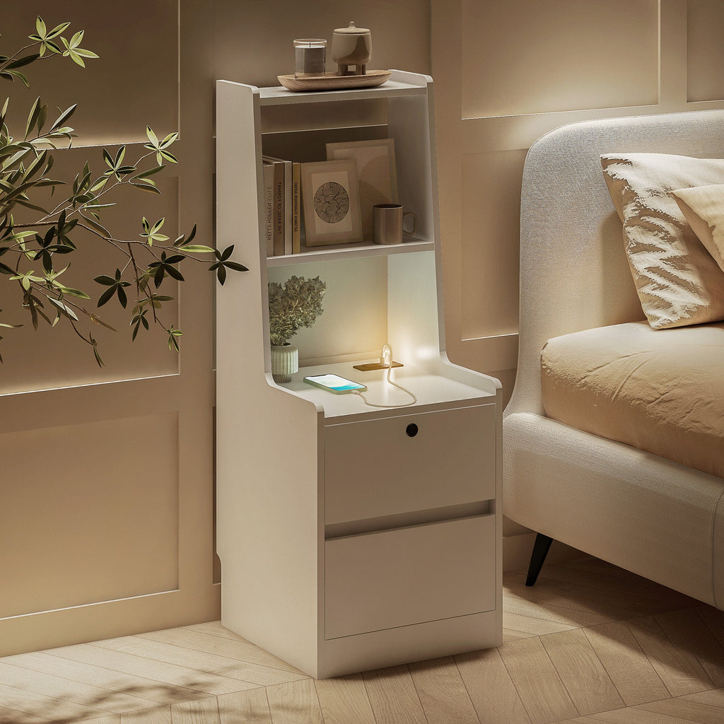 Modern Smart Nightstand with Charging Station