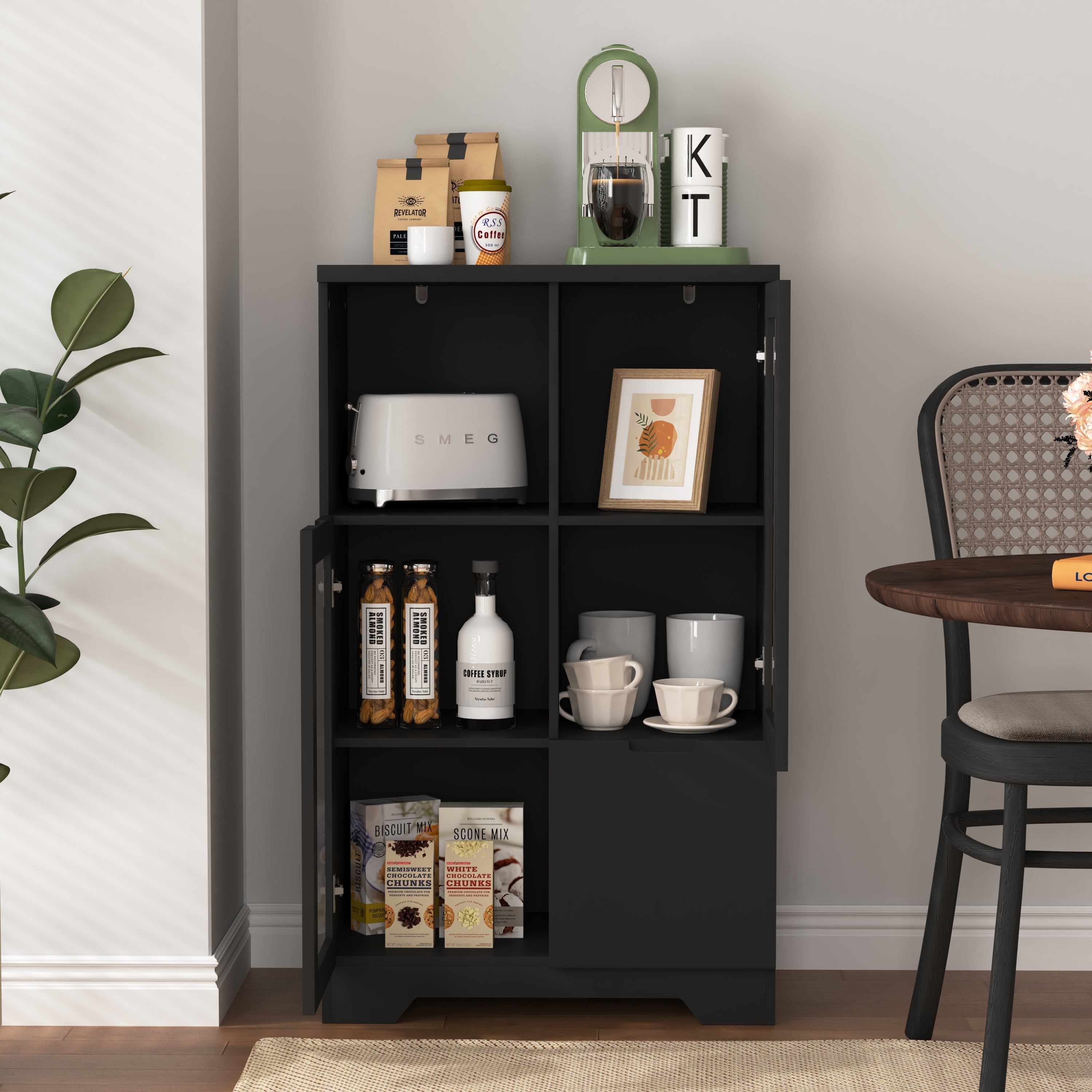 Modern MDF Painted Cabinet with Glass Doors and Drawer