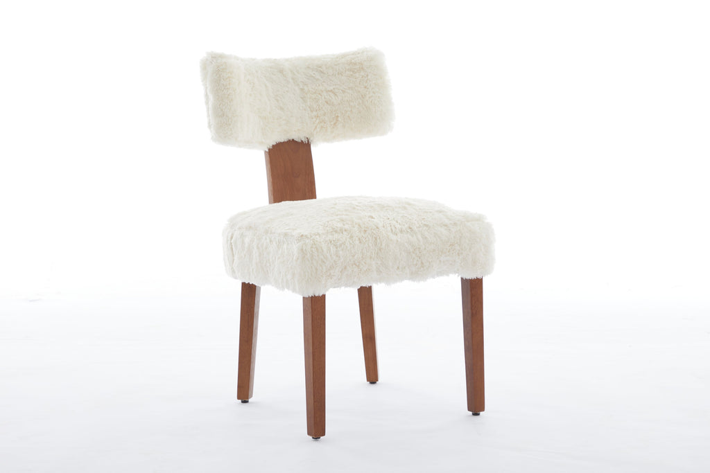 2Pcs  Modern Armless Dining Chairs With Curved Wingback and Solid Wooden Legs