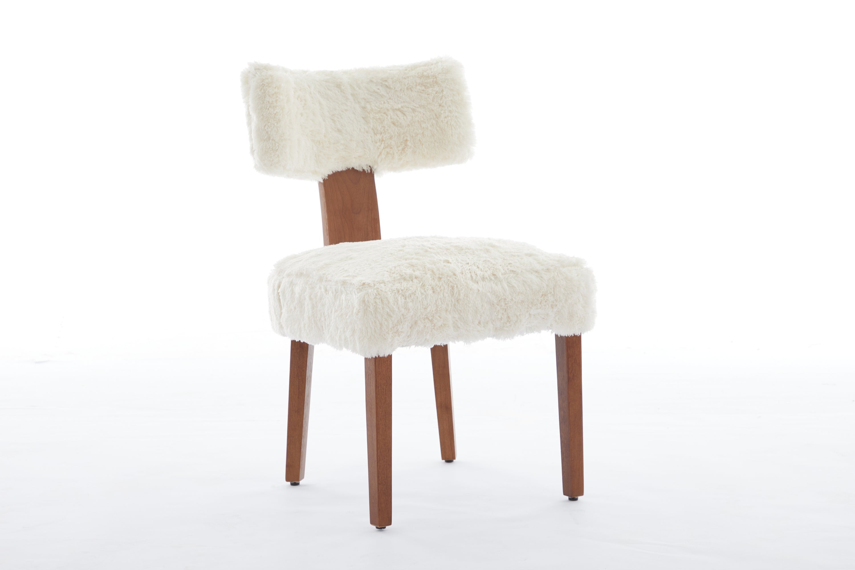 2Pcs  Modern Armless Dining Chairs With Curved Wingback and Solid Wooden Legs