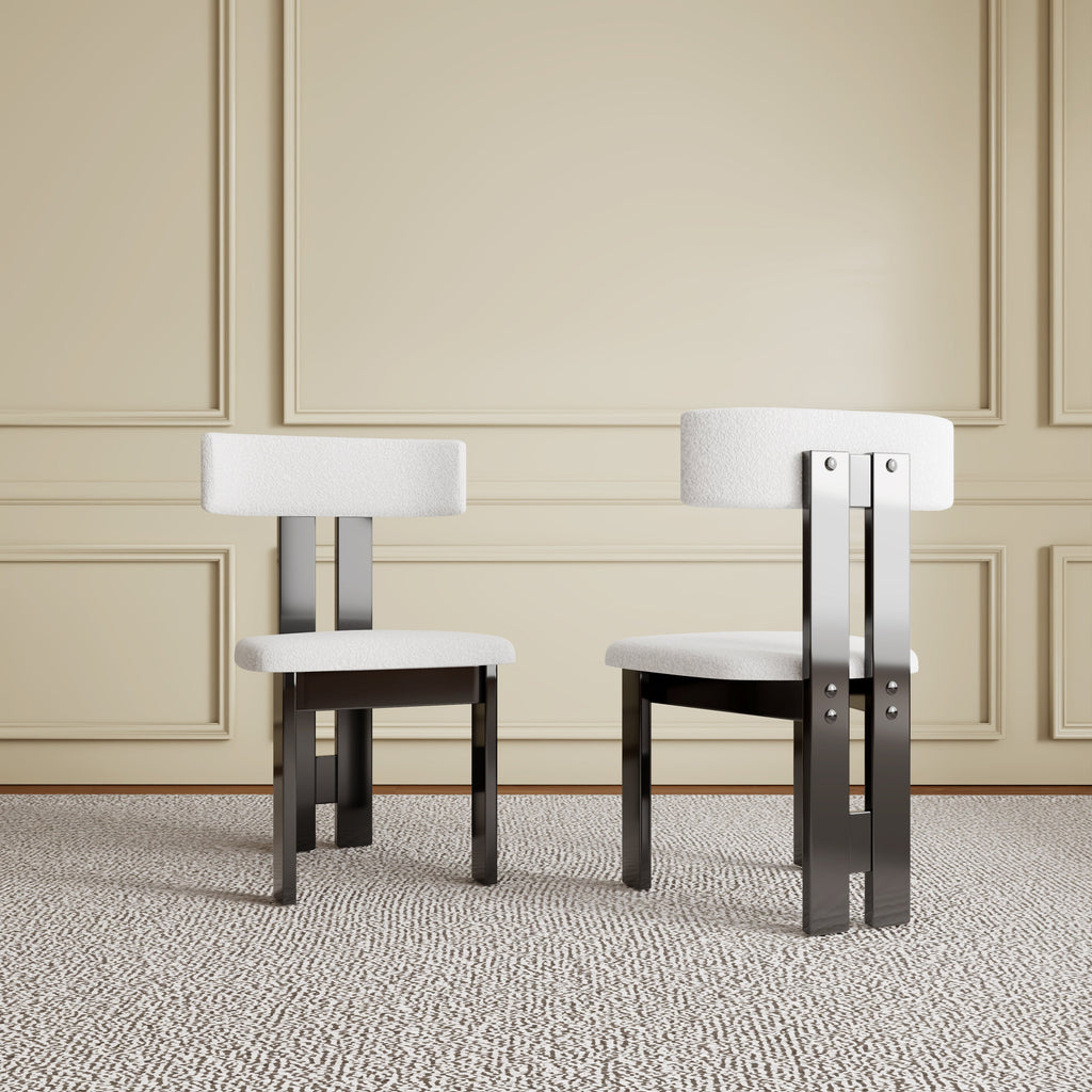 Modern Pure White Velvet Dining Chairs (Set of 2)