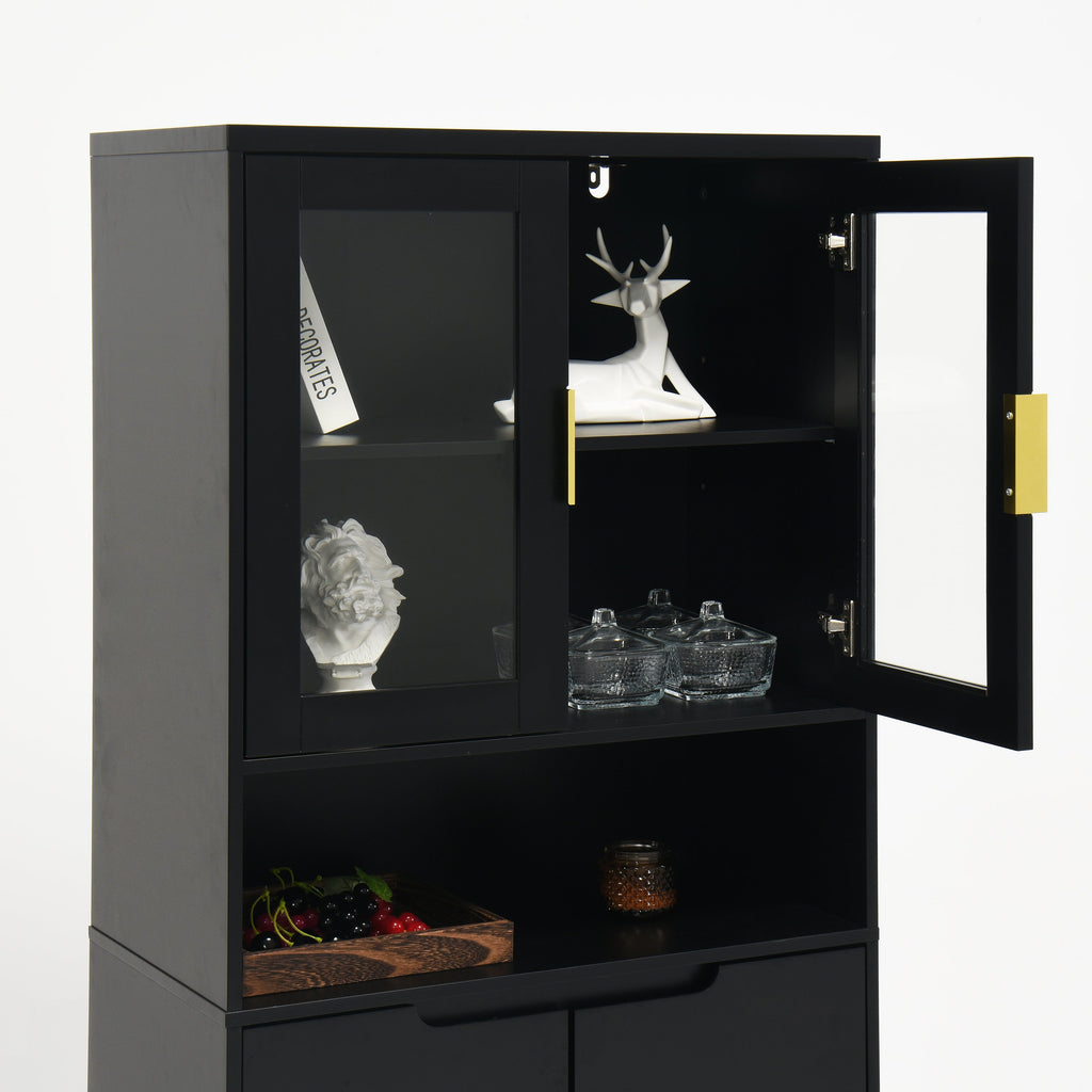Tempered Glass Door Tall Storage Bookcase