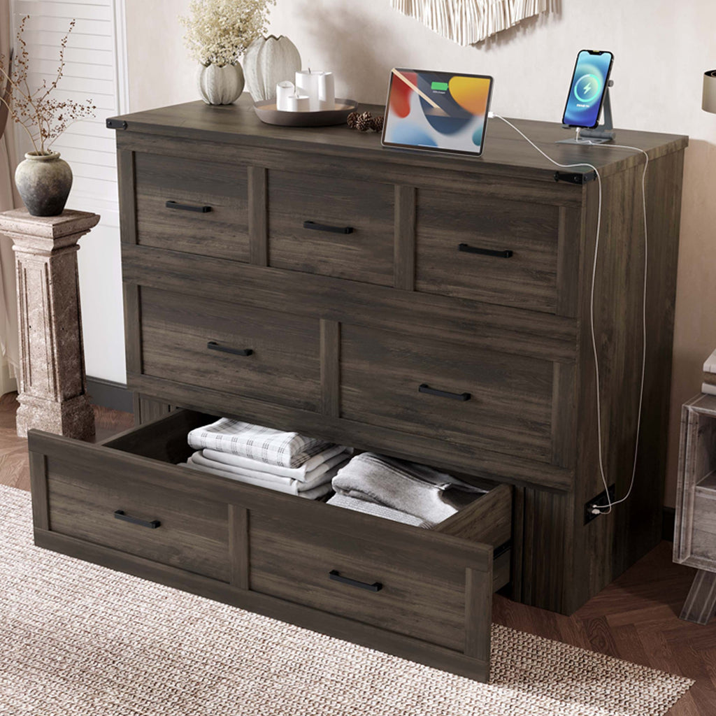 Murphy Bed Cabinet Full Size with Charging Station