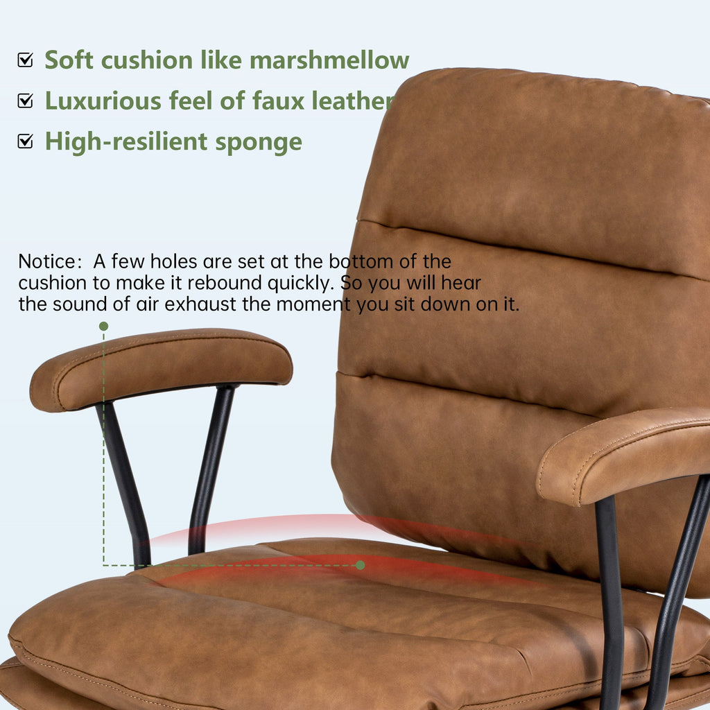 Modern Aesthetics Brown PU Leather Office Chair