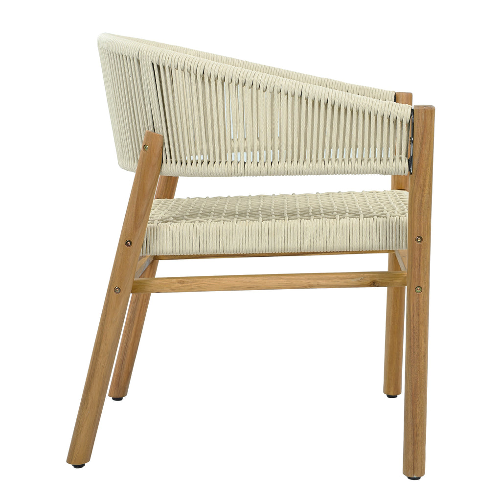 2-seat Woven Outdoor Chairs, Comfy Patio Seating with Elegant Teak Finish