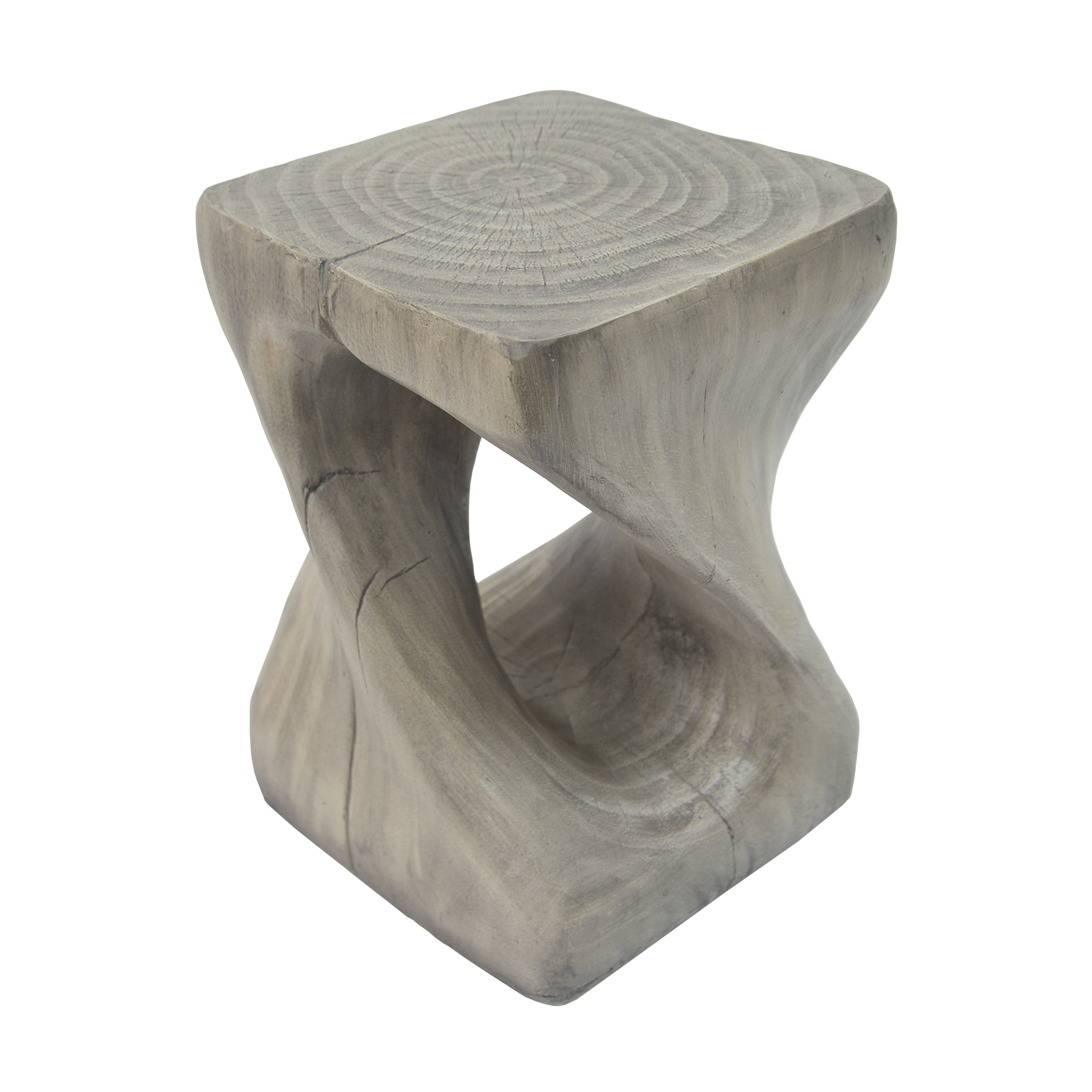 Twist Shape Side Table with Wood-like Texture