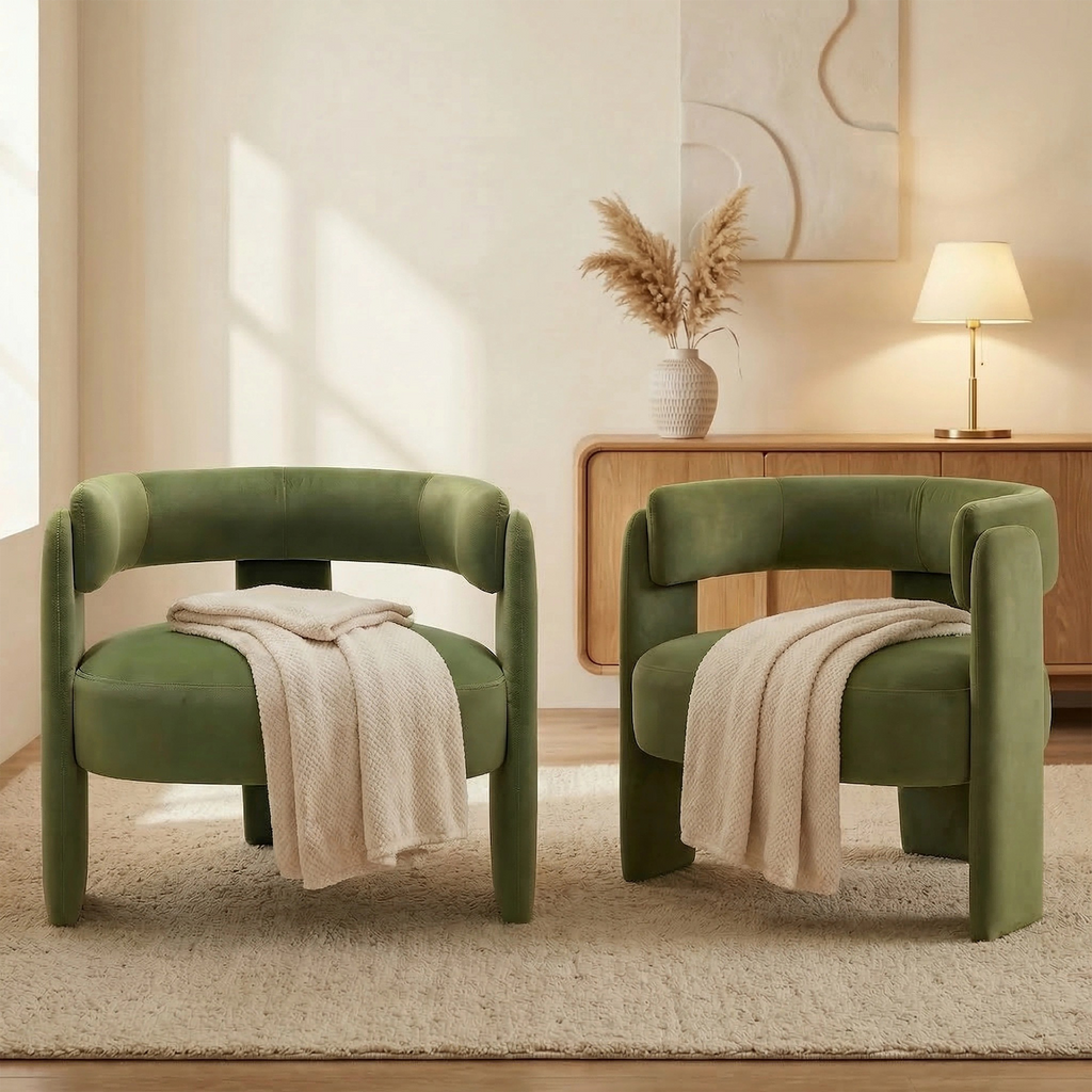 Mid-Century Velvet Comfy Single Sofa Accent Chair