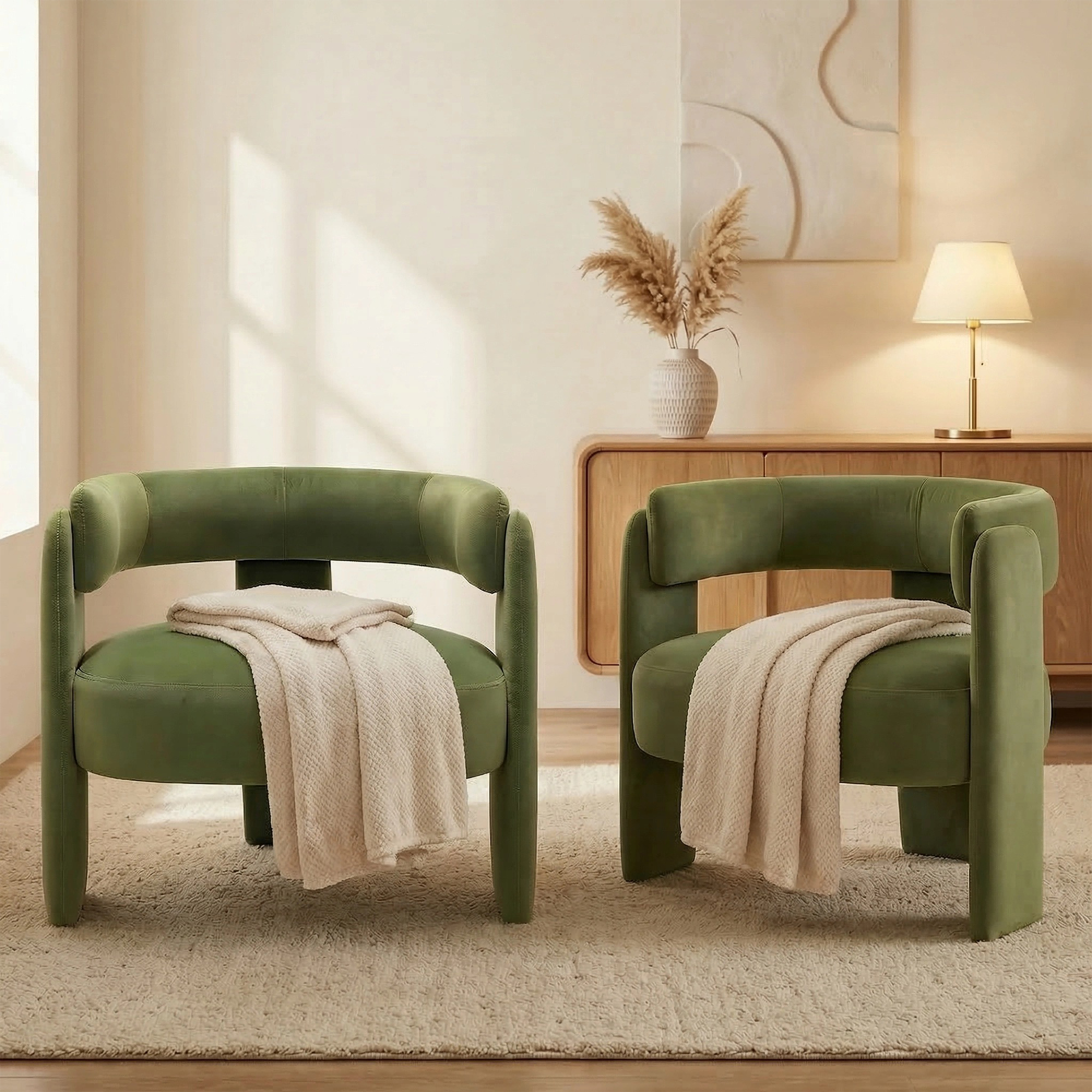 Mid-Century Velvet Comfy Single Sofa Accent Chair