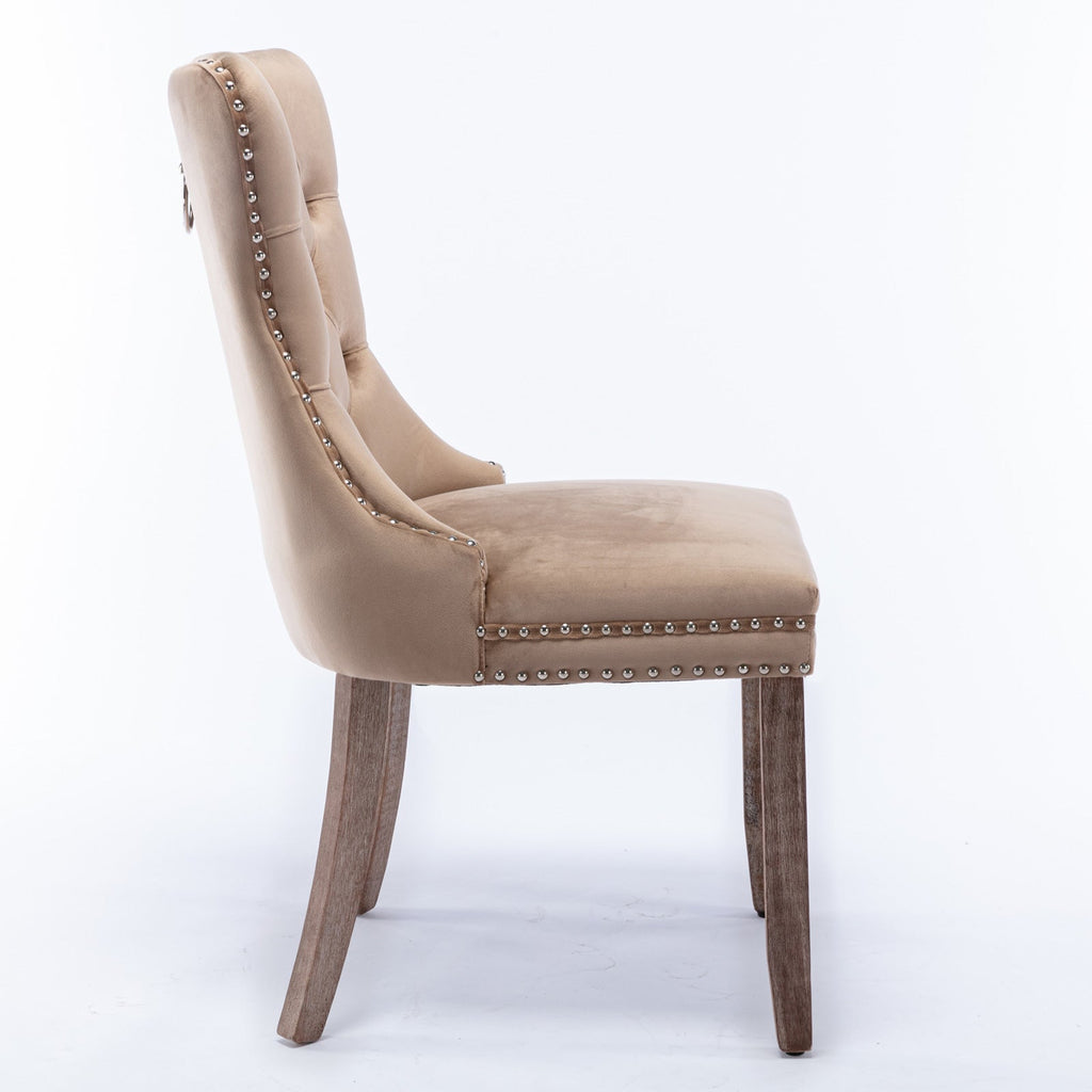 Modern High-end Tufted Solid Wood Velvet Dining Chair(Set of 2)