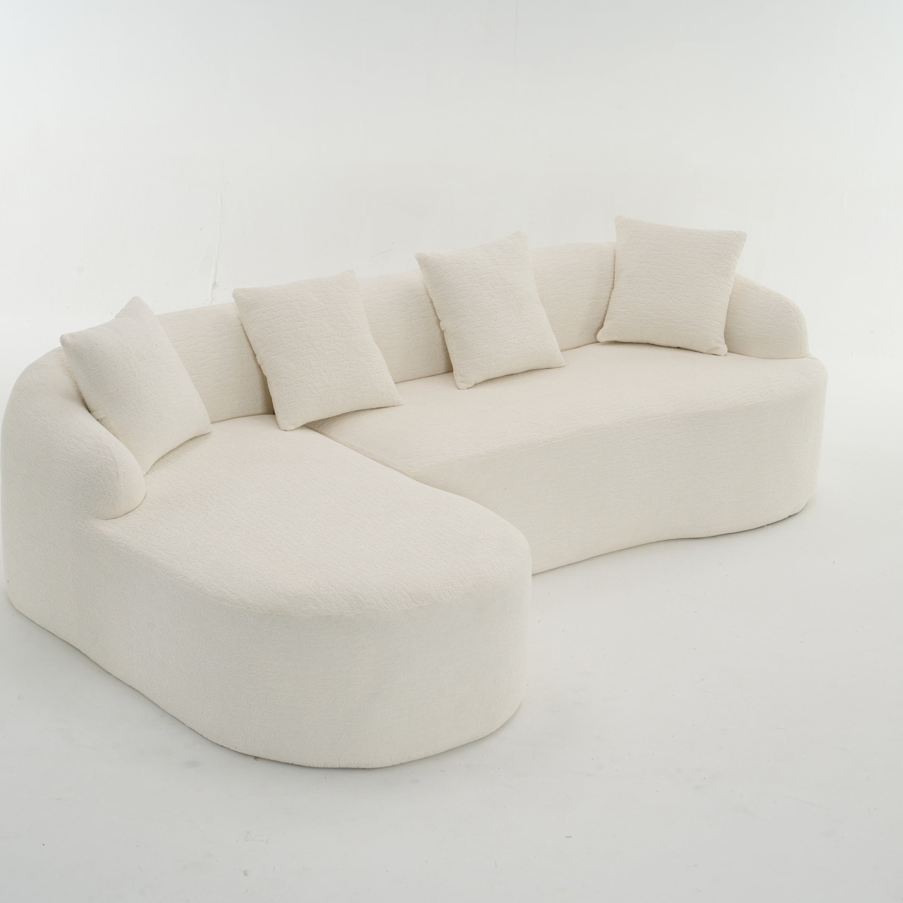Boneless L-Shape Sectional Sofa with Curved Chaise