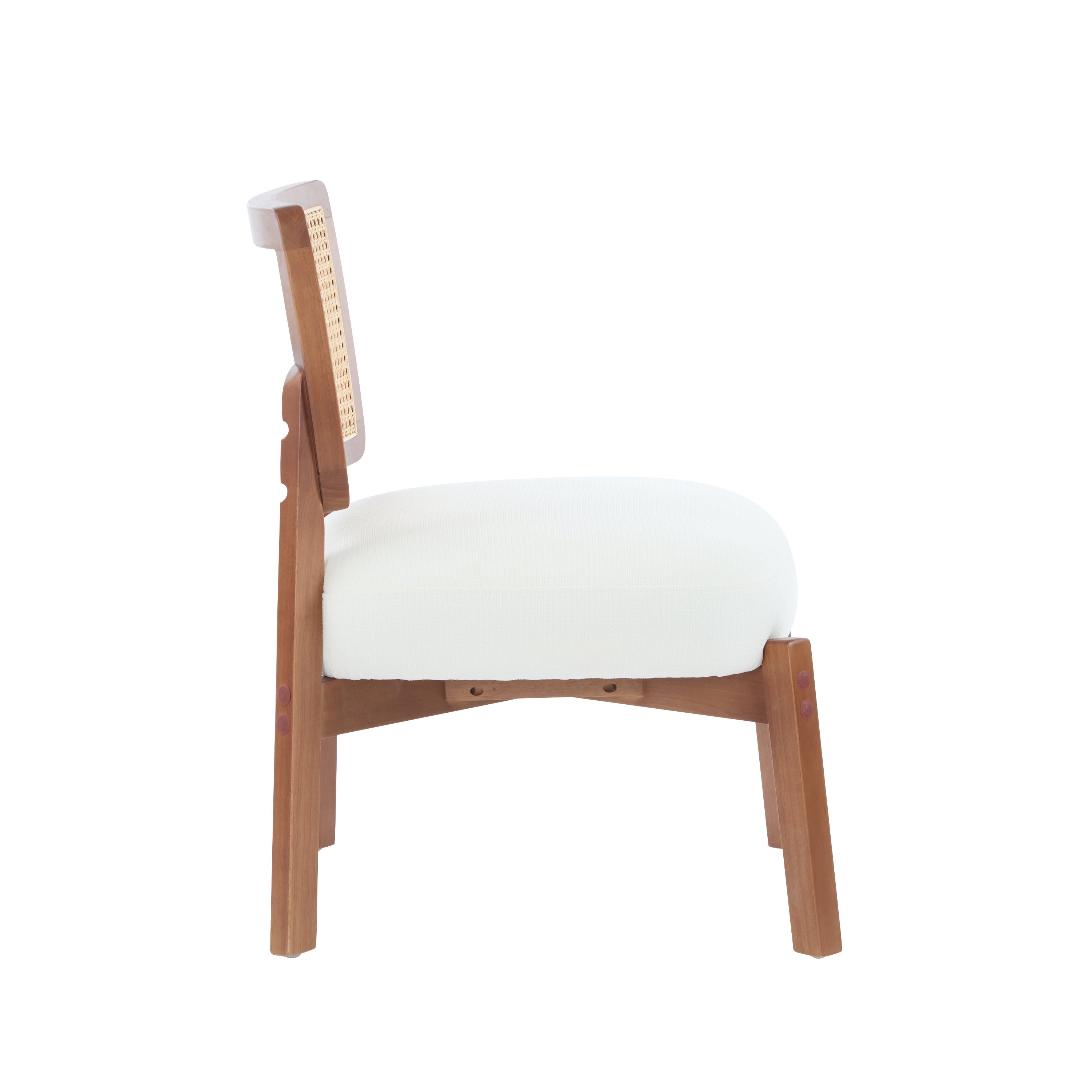 Modern Beige Lounge Chair with Woven Backrest (Set of 2)