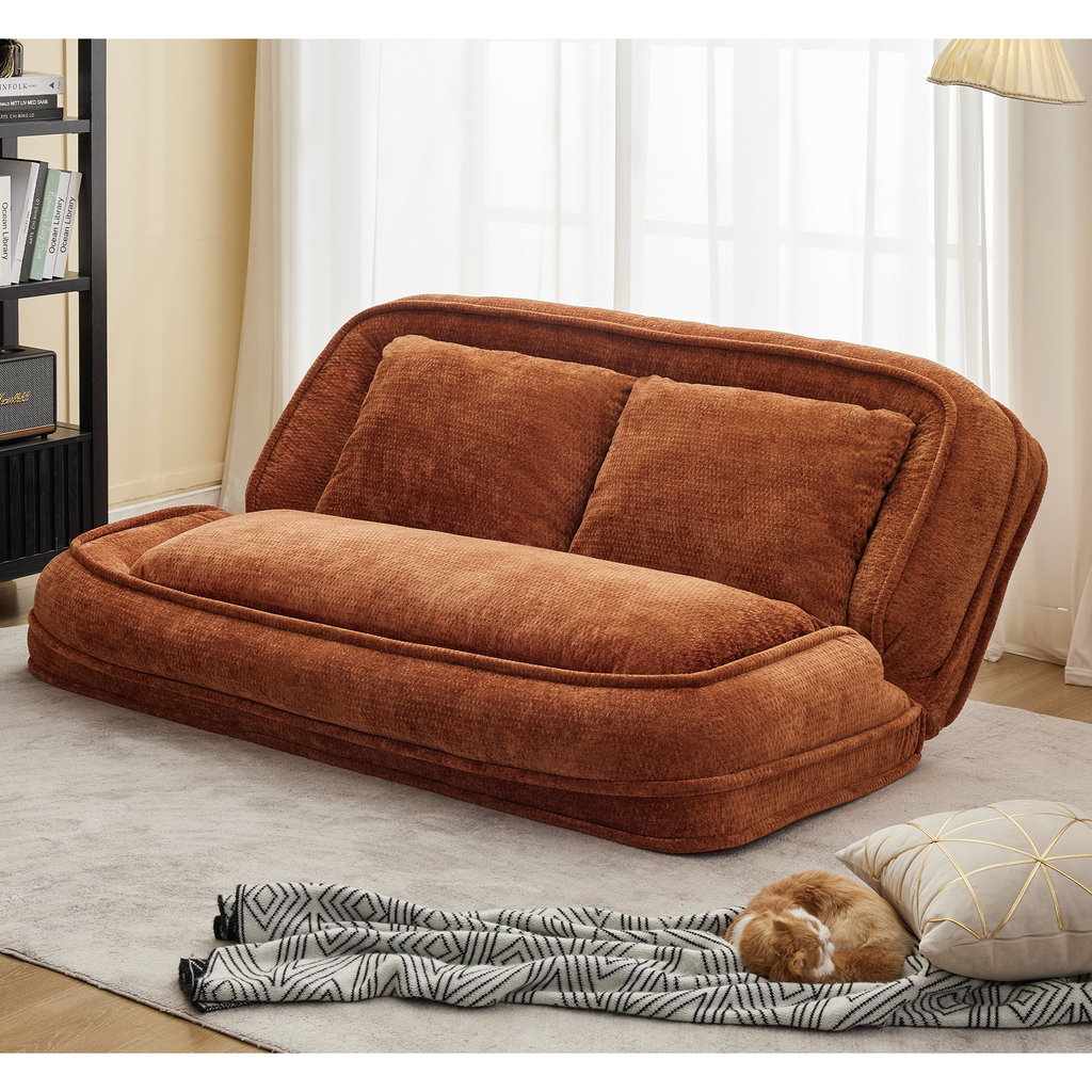2-in-1 Extra Large Chenille Floor Couch Loveseat for Humans & Dogs