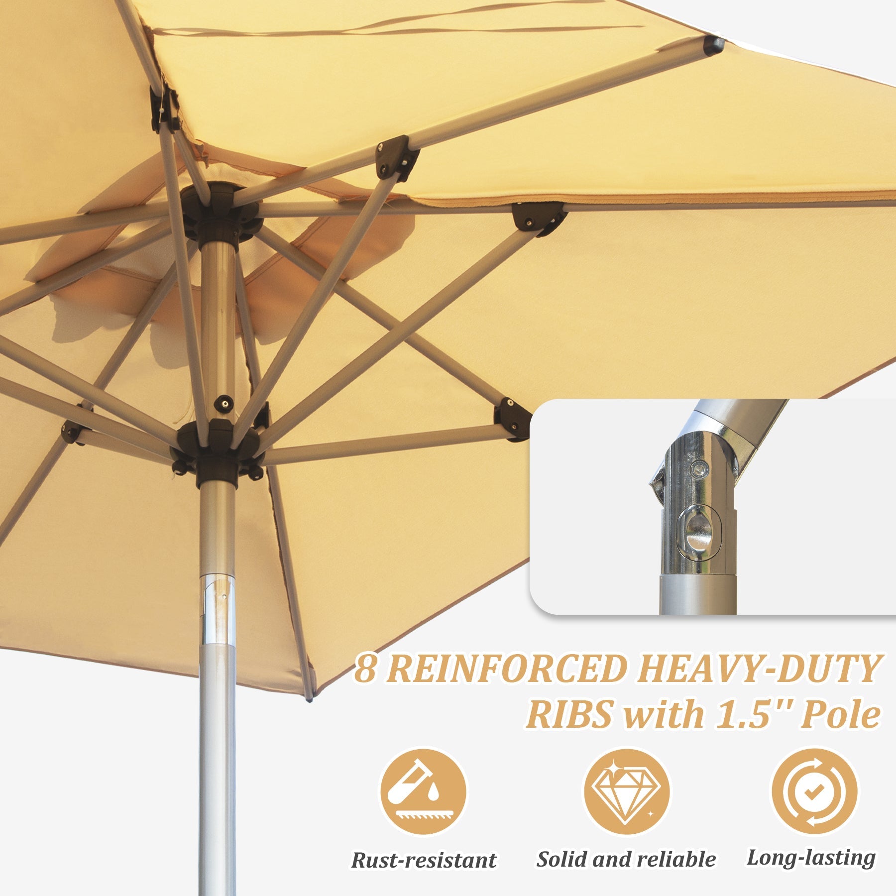 10ft Rectangle Patio Umbrella with Crank Lift and Tilt Function (Base Not Included)