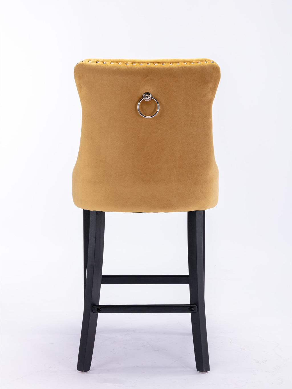 Contemporary Velvet Upholstered Barstools with Button Tufted Decoration (Set of 2)