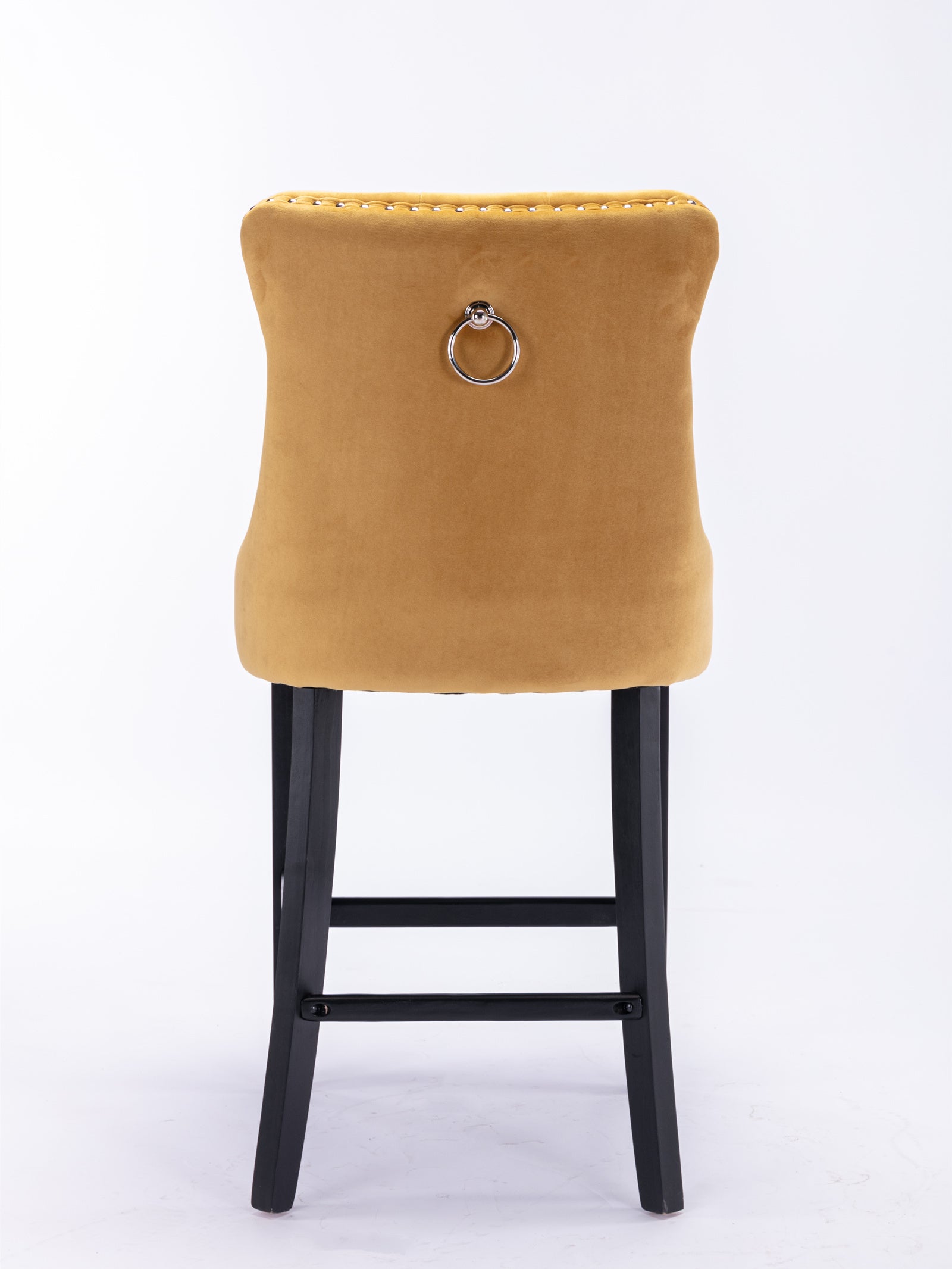 Contemporary Velvet Upholstered Barstools with Button Tufted Decoration (Set of 2)