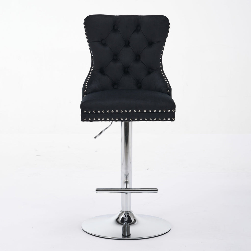 Modern Upholstered Swivel Velvet Barstools (Set of 2)
