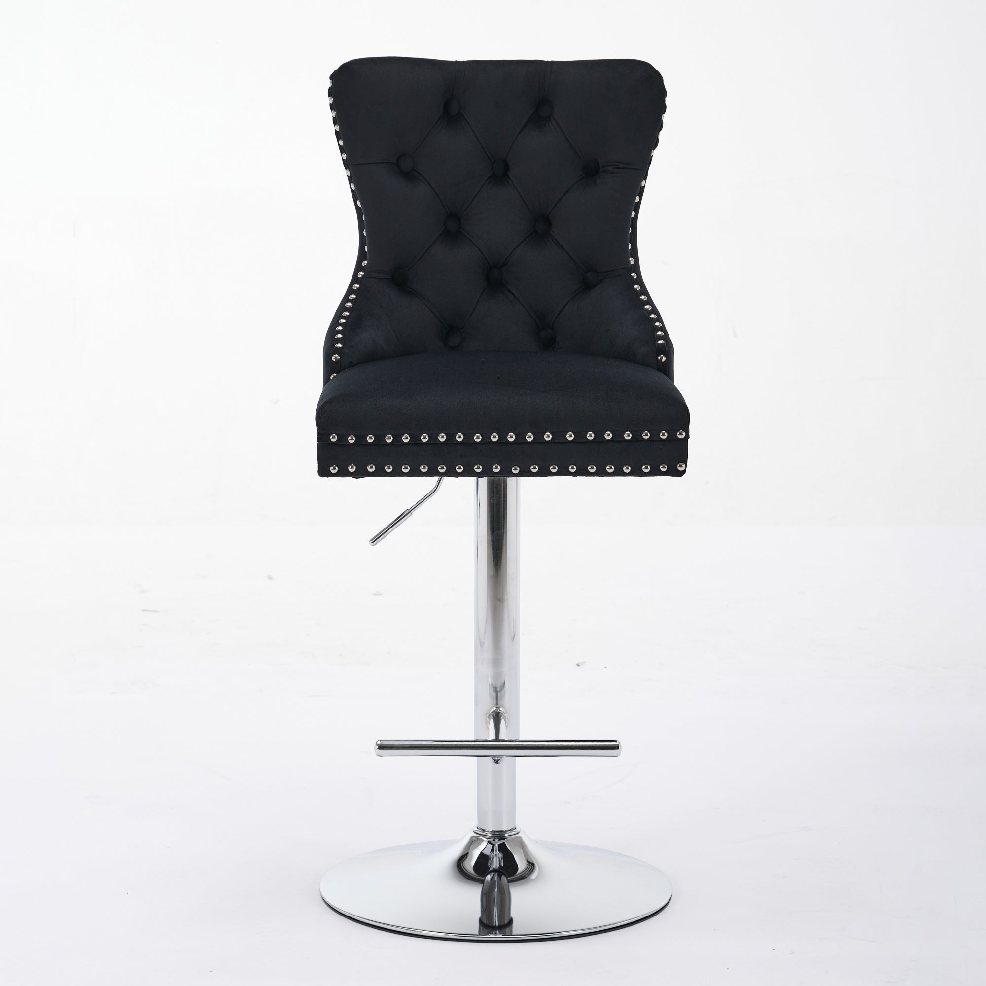 Modern Upholstered Swivel Velvet Barstools (Set of 2)