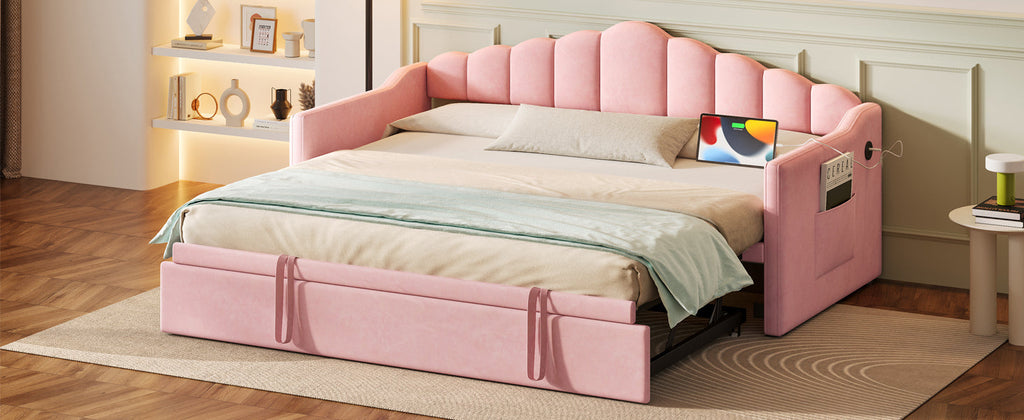 Upholstered Twin Size Daybed with Adjustable Height