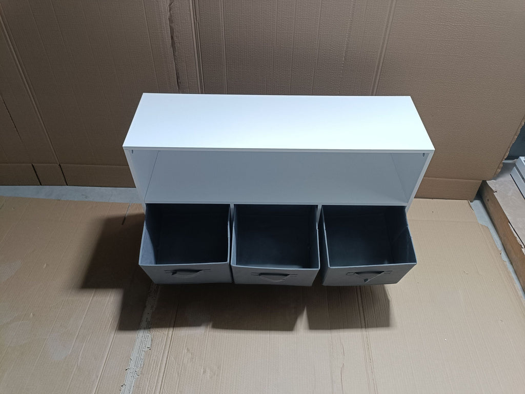 Children's Book Display Kids Bookcase with 3 Fabric Bins