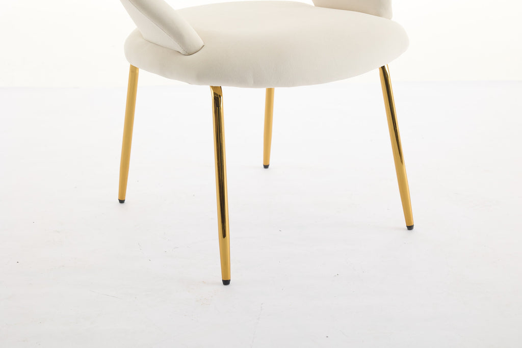 Velvet/Teddy Fabric Dining Chairs with Curved Backrest