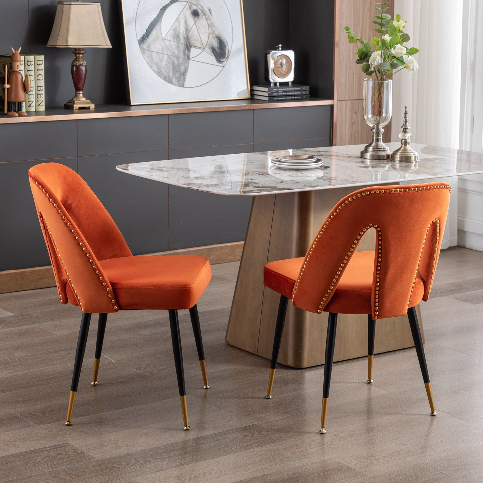 Modern Velvet Upholstered Dining Chair (Set of 2)